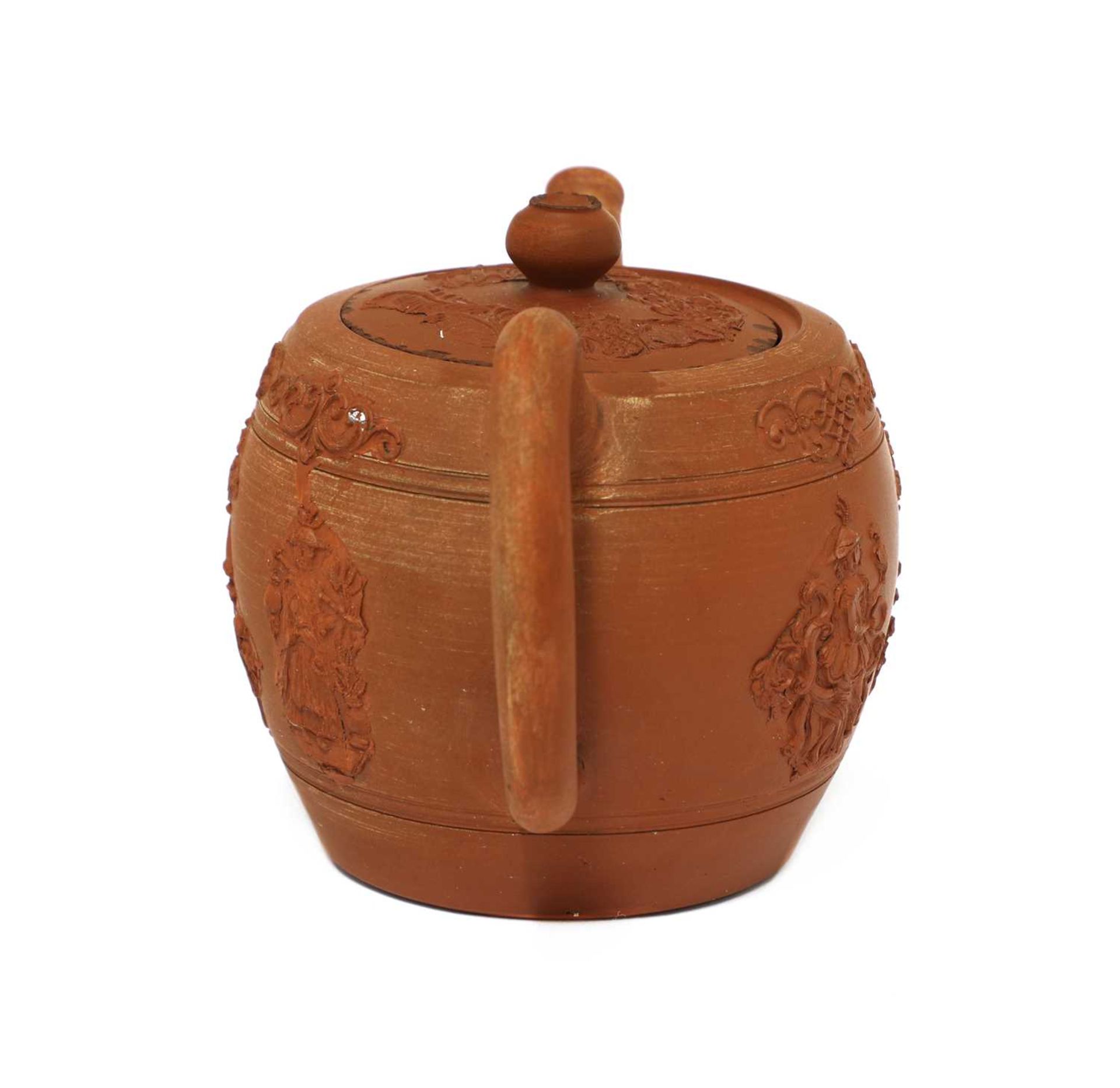 A Staffordshire redware small ovoid teapot and cover, - Image 3 of 4