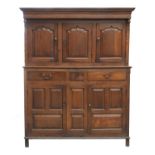 A large George III Welsh oak cupboard,