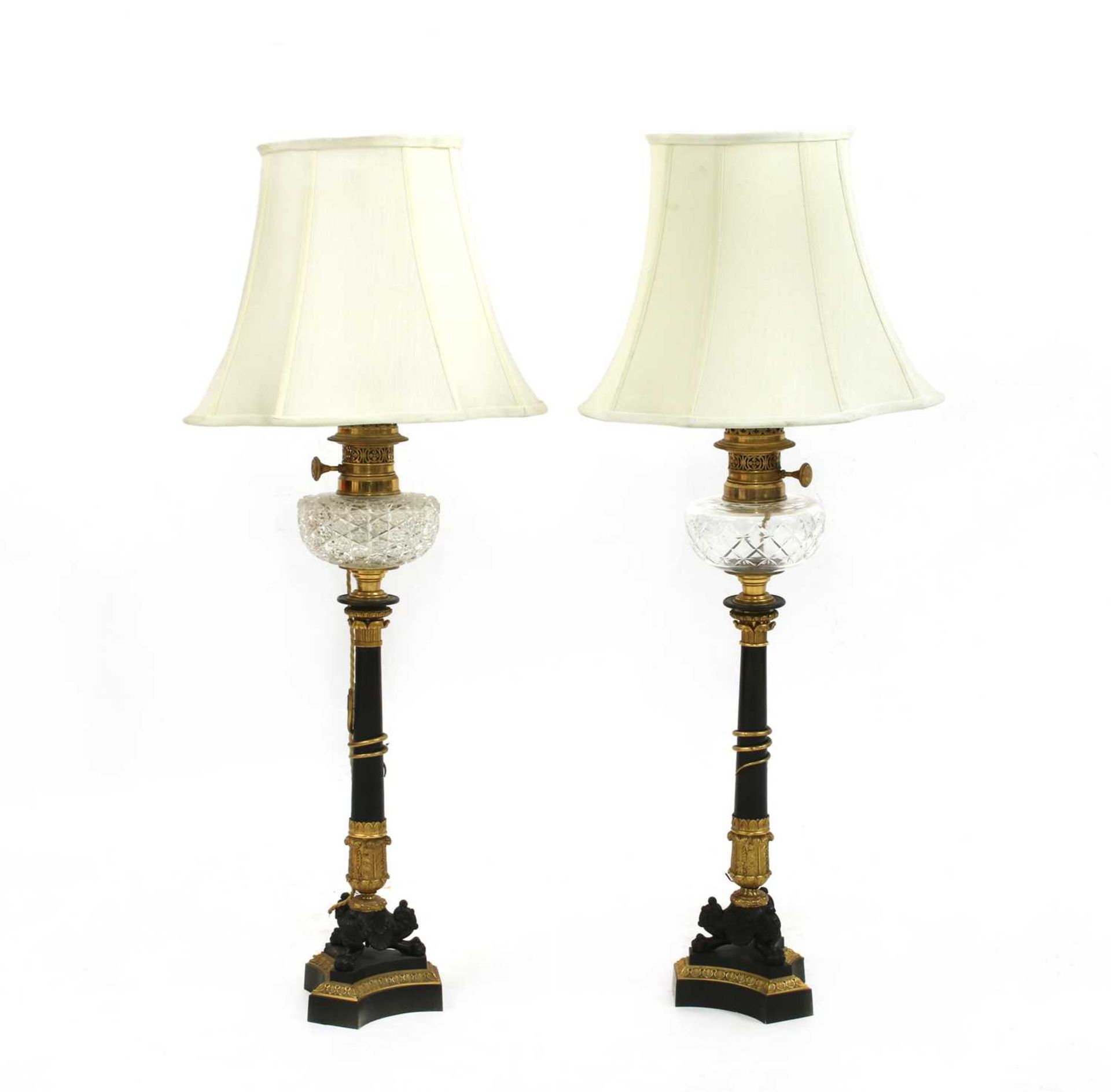 Two similar Austrian oil lamps by Rudolf Ditmar,