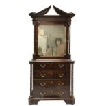A Chippendale period mahogany secretaire bookcase,