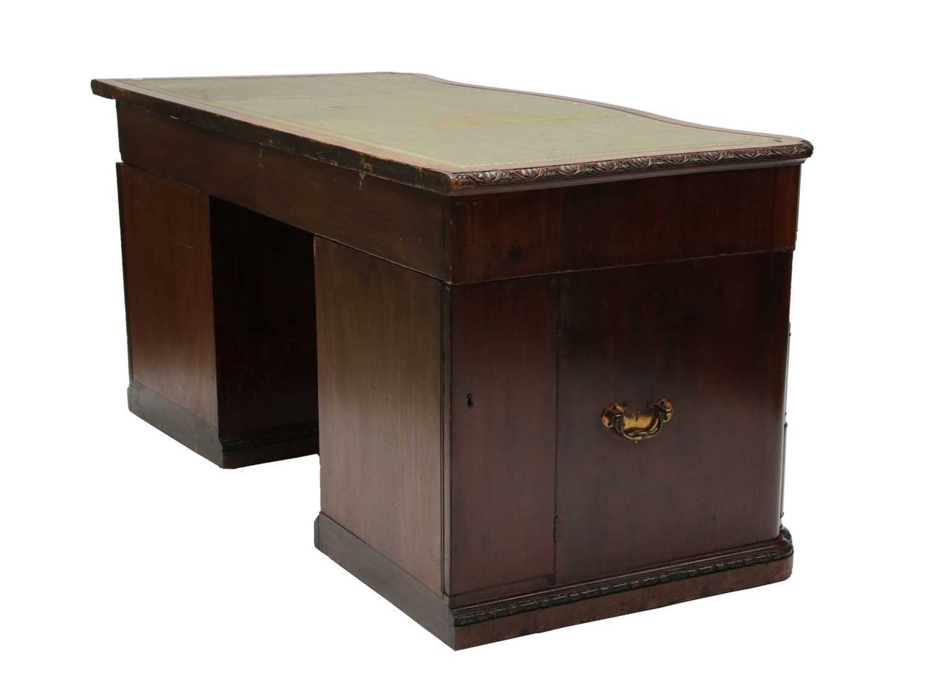 A Chippendale period mahogany twin pedestal desk - Image 8 of 8