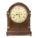 A strung mahogany mantel clock by Samuel Marsh, London