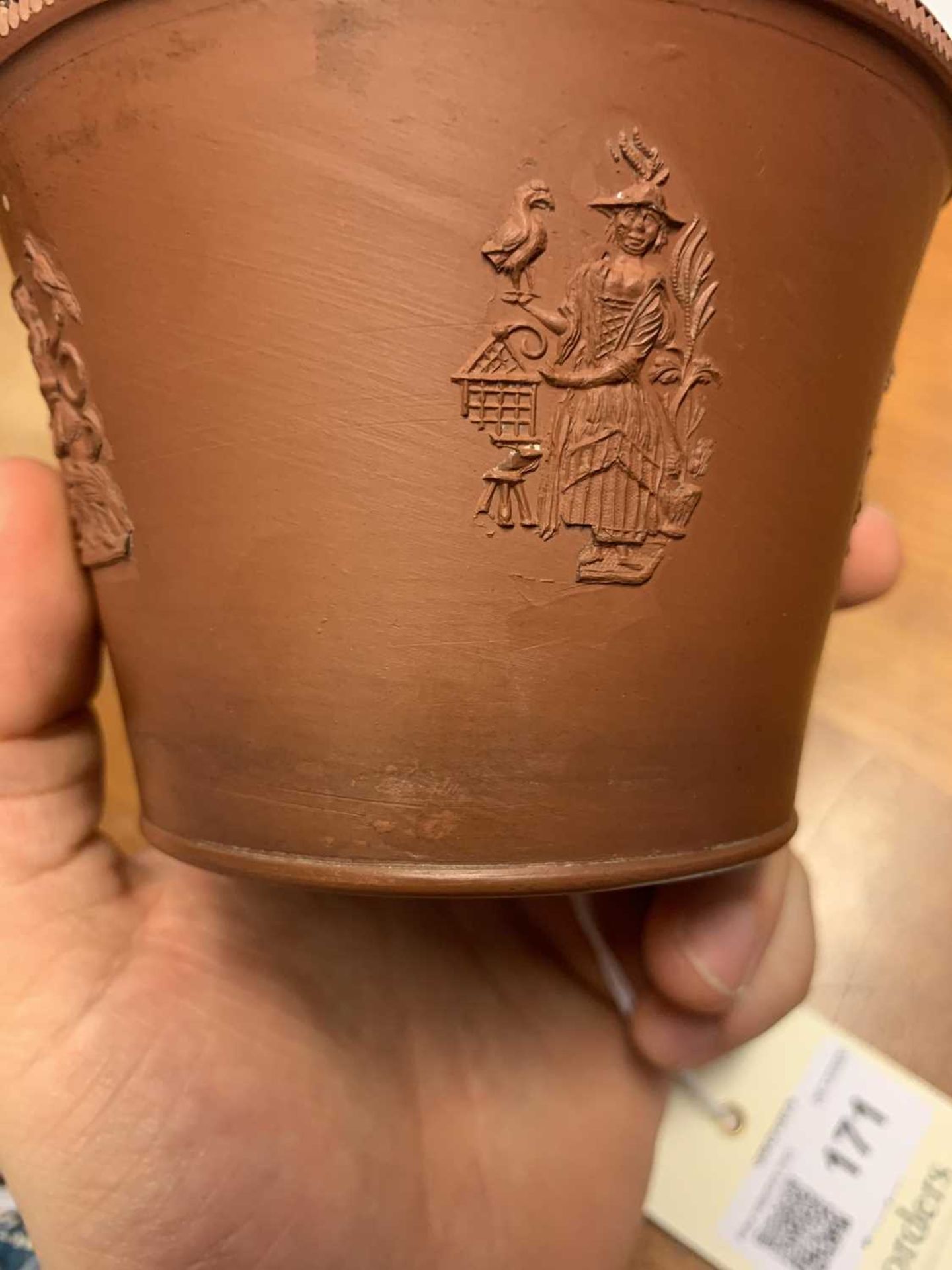 An unusual Staffordshire redware flared flowerpot, - Image 12 of 12