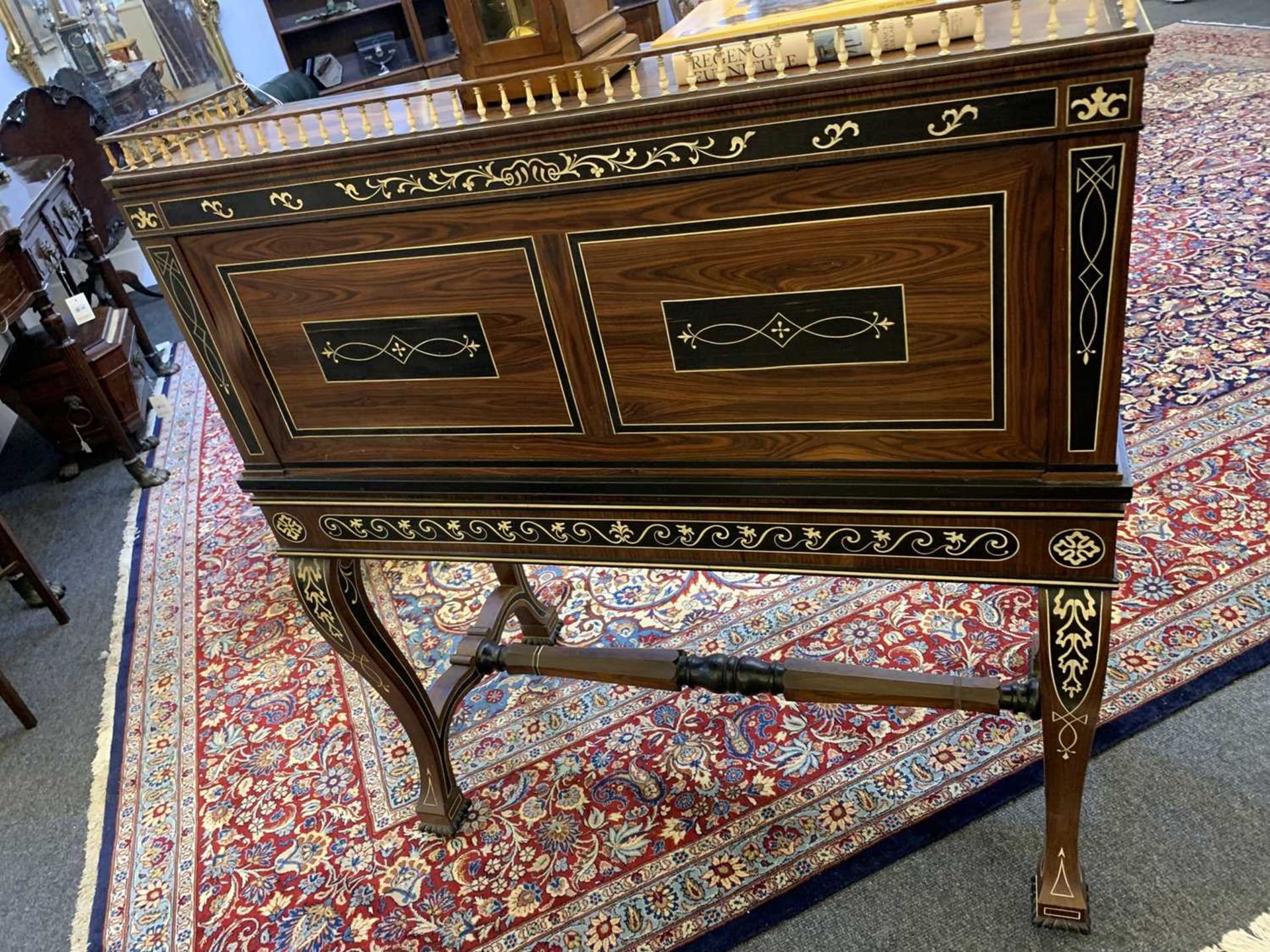 An Anglo-Indian padouk, ebony and ivory inlaid bureau cabinet, - Image 10 of 21