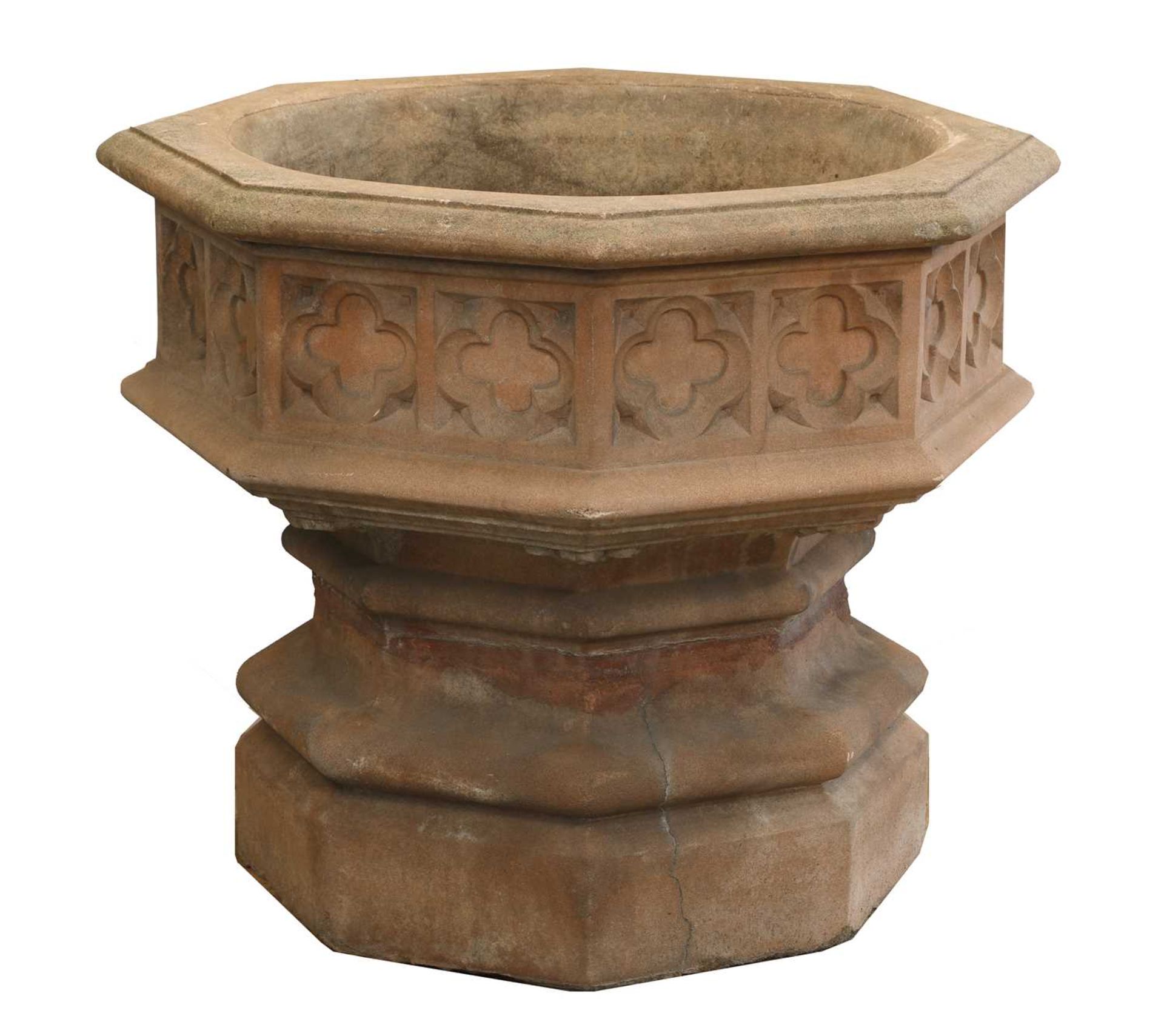 A pair of Indian sandstone octagonal planters, - Image 8 of 11