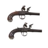 A pair of flintlock travelling pistols by Richard Cowper,