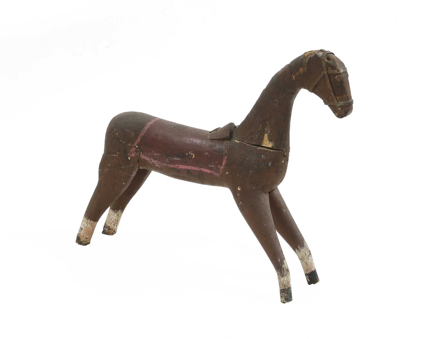 A folk art painted wooden horse,