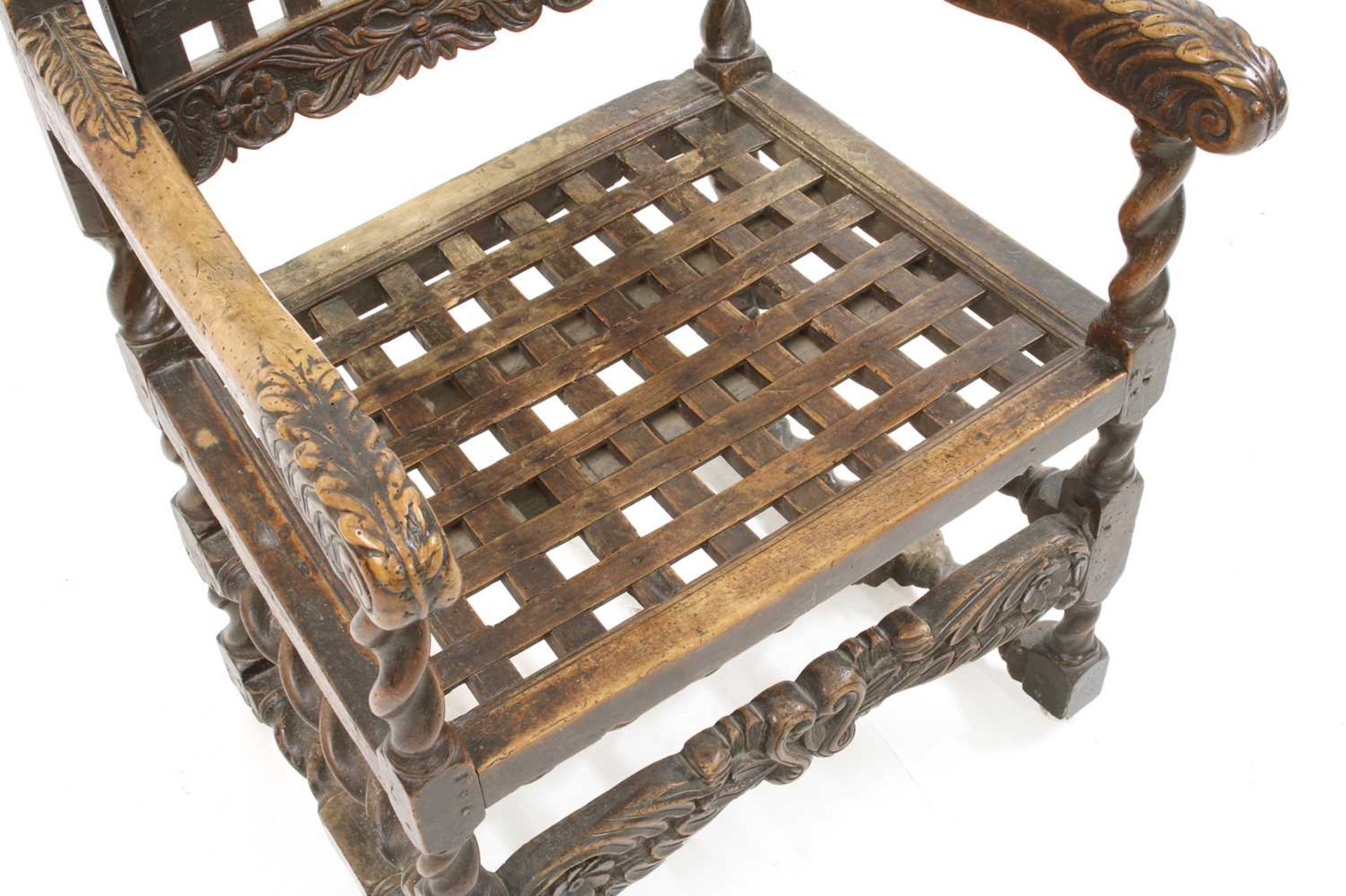 A Charles II walnut open armchair, - Image 6 of 7