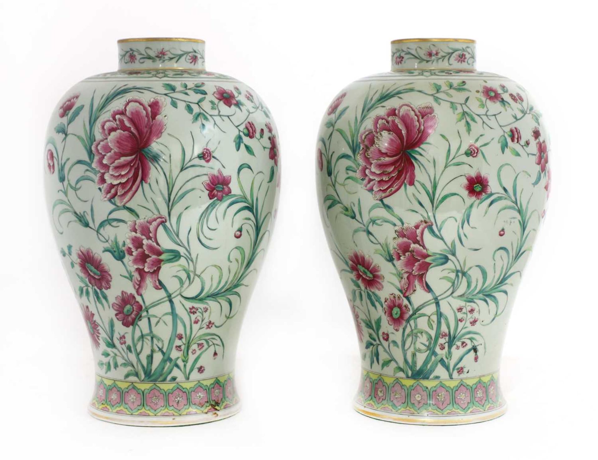 A pair of porcelain baluster vases,