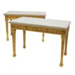 A pair of giltwood console tables