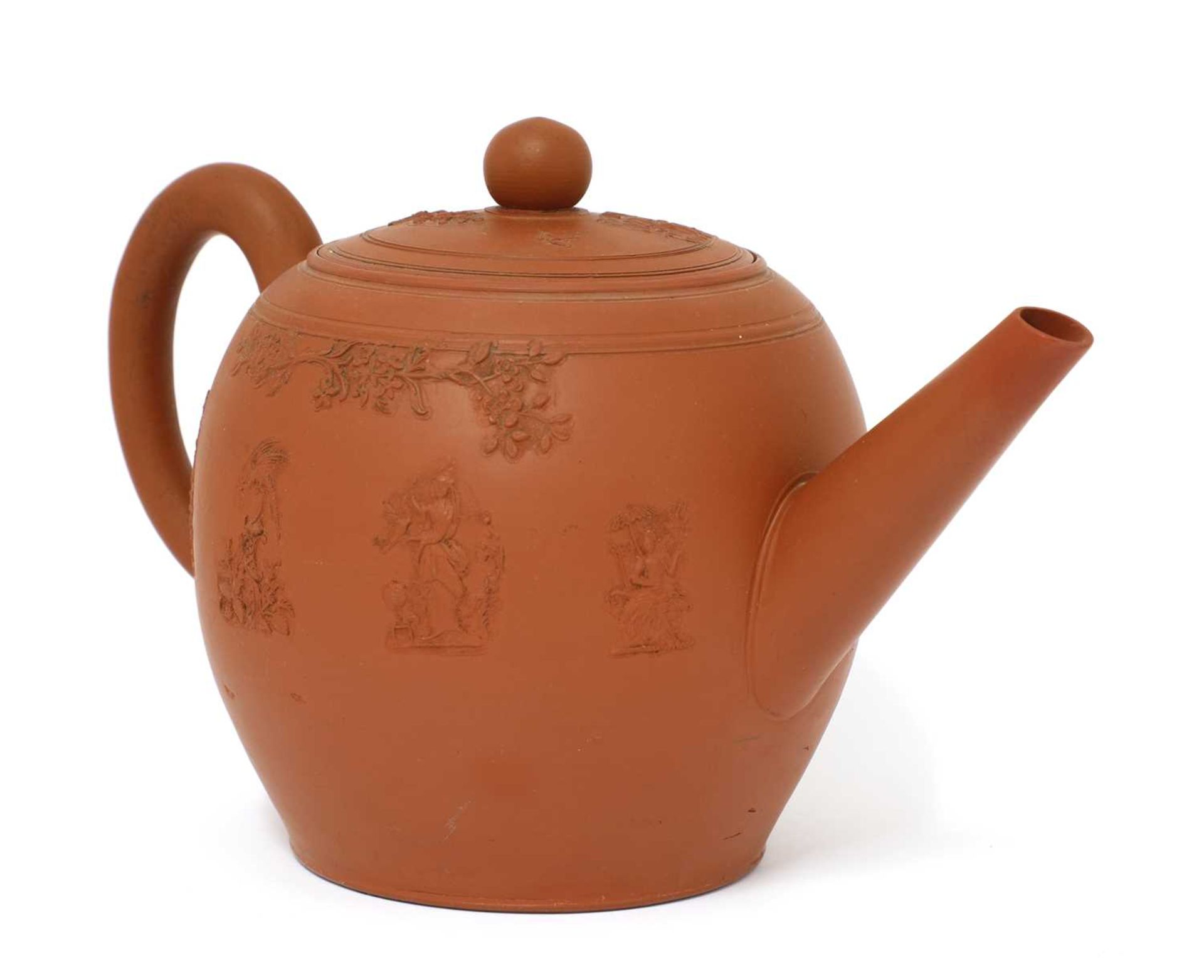 A Staffordshire redware large ovoid teapot and cover, - Image 2 of 4