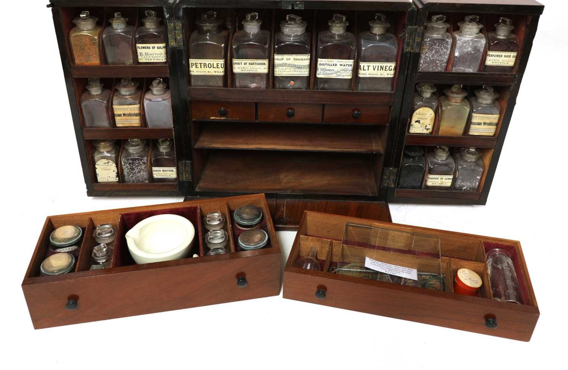 A mahogany cased travelling apothecary cabinet, - Image 2 of 5