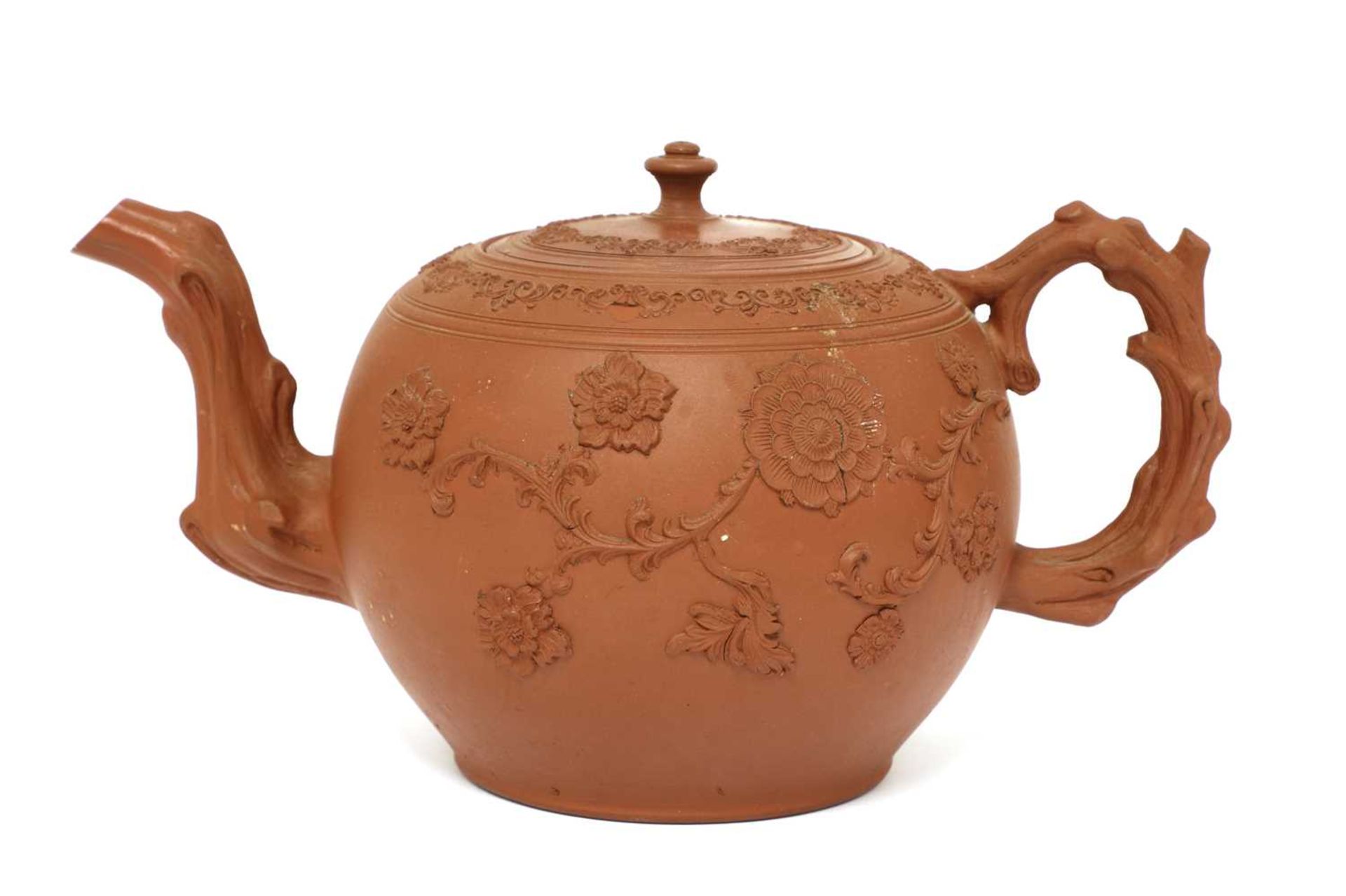 A Staffordshire redware large globular teapot and cover, - Image 3 of 4
