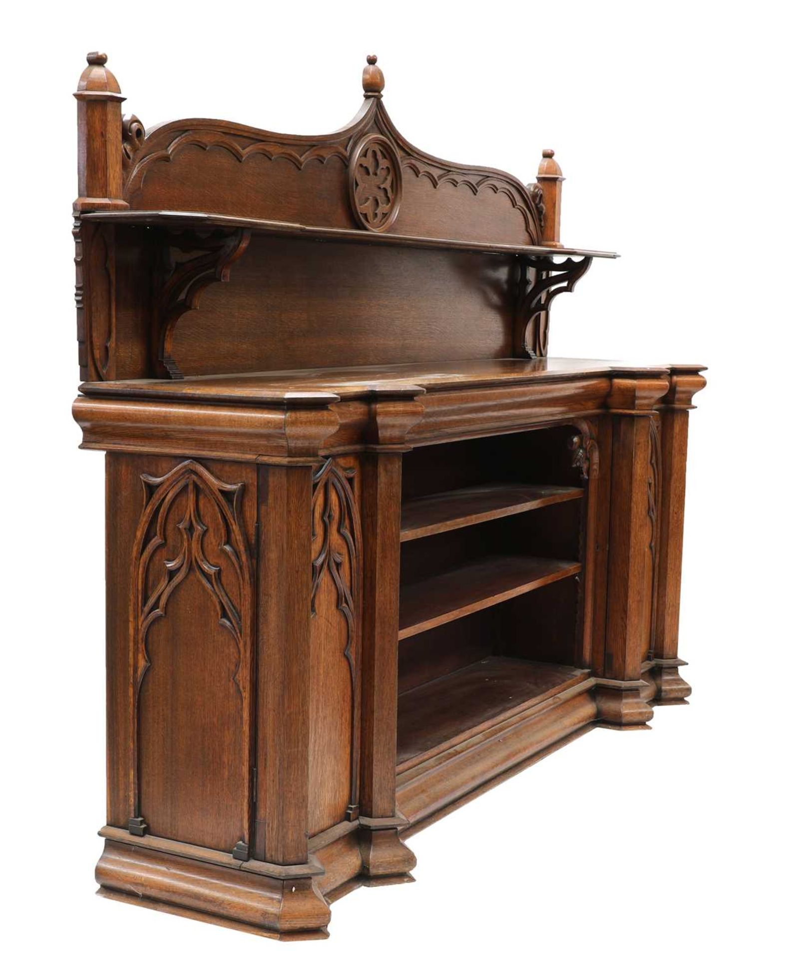 A Victorian Gothic oak side cabinet, - Image 2 of 4