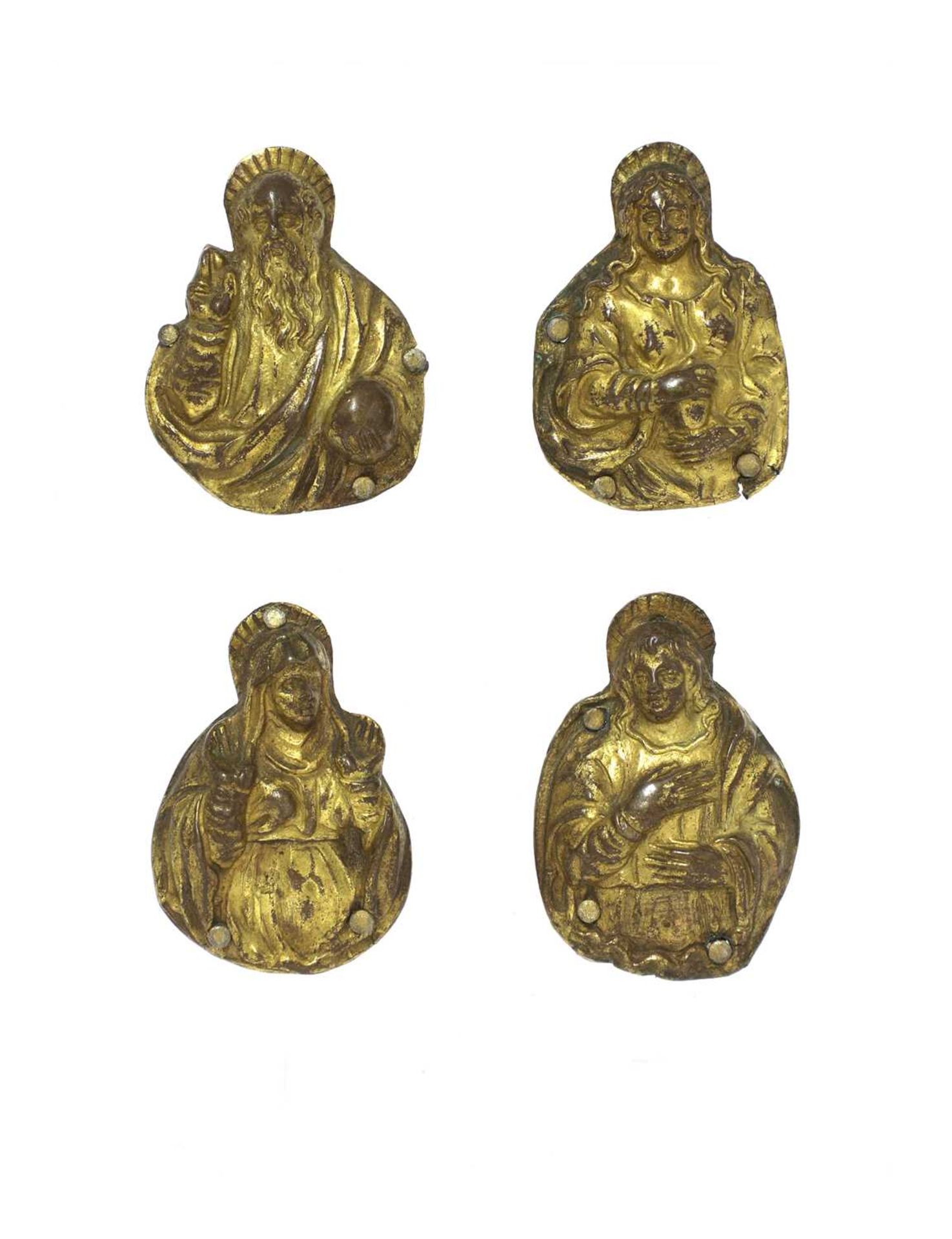 A set of four bronze reliquary mounts,