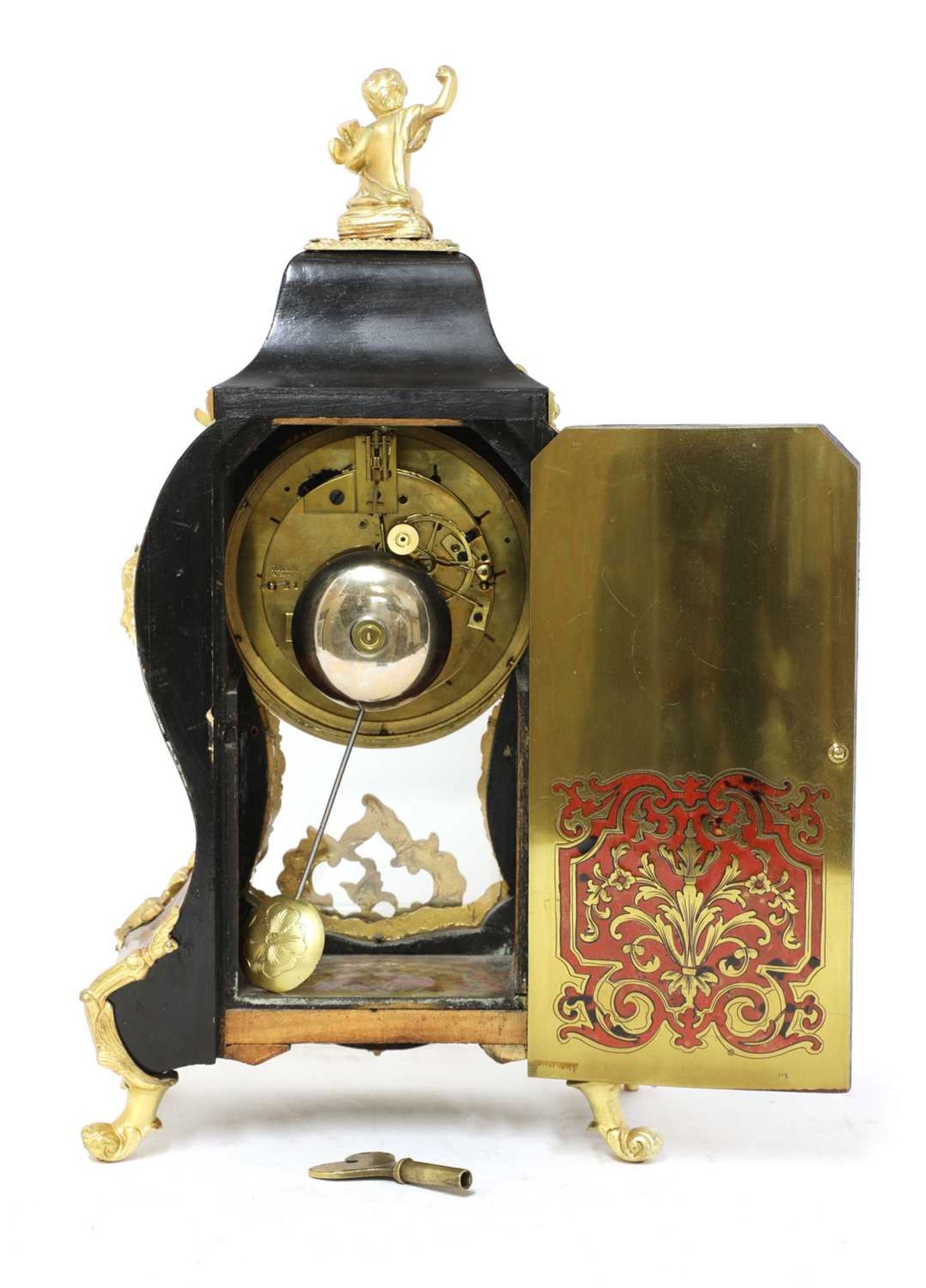 A Louis XV-style red boulle and gilt brass bracket clock, - Image 4 of 5