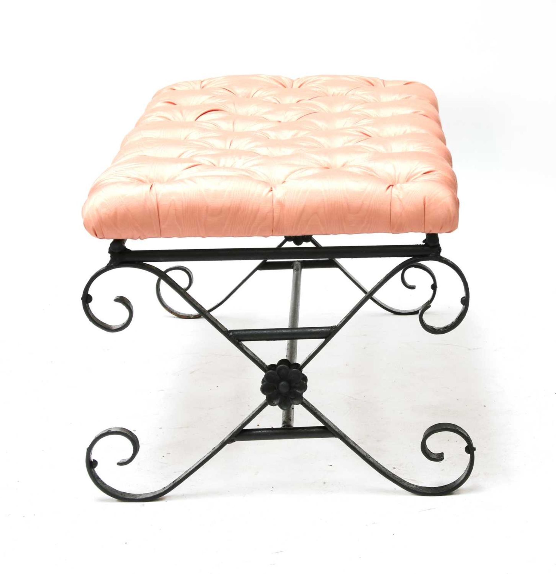 A large wrought iron framed stool, - Image 2 of 4