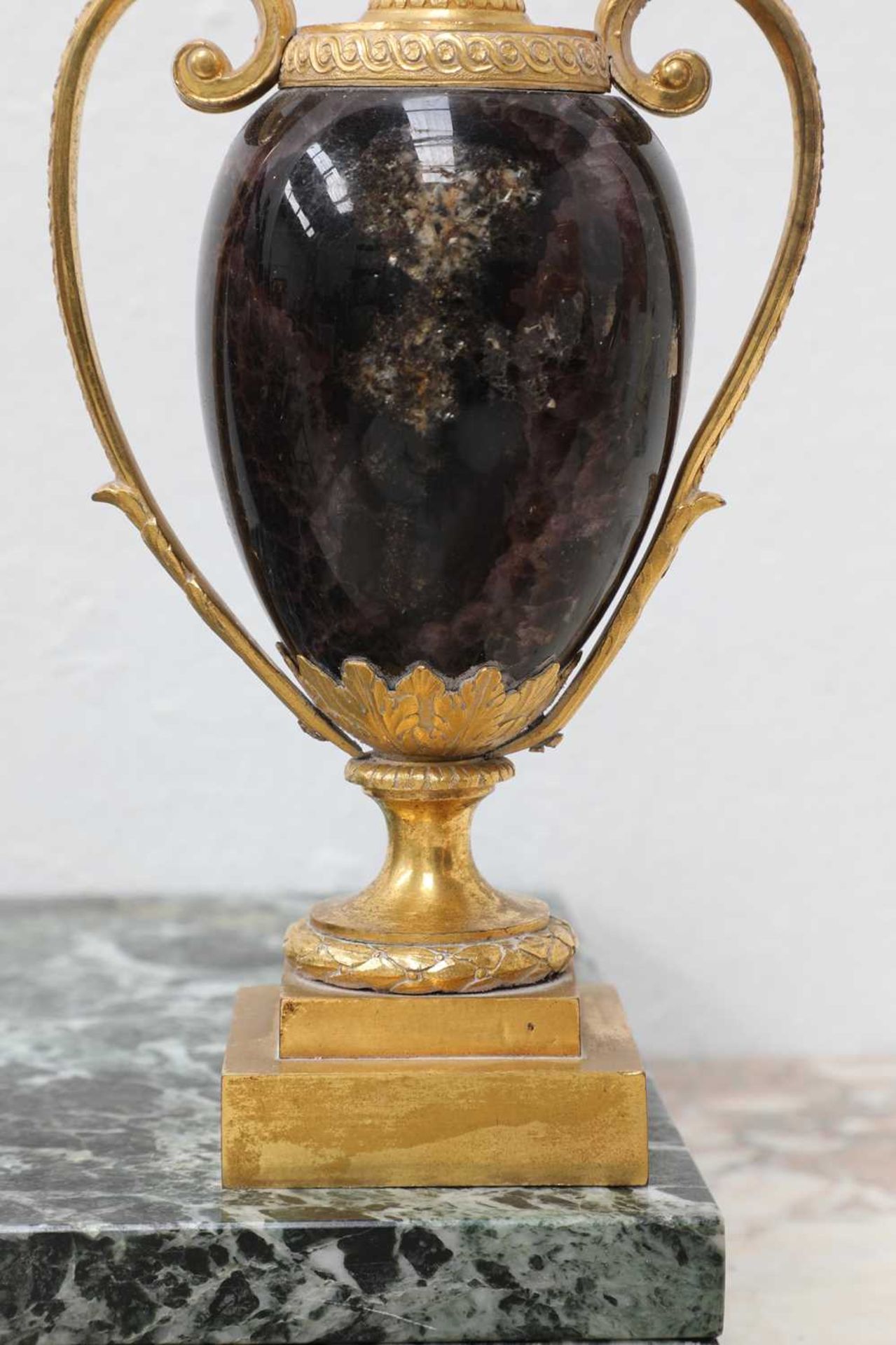 A pair of George III ormolu-mounted Blue John cassolette vases, - Image 9 of 52