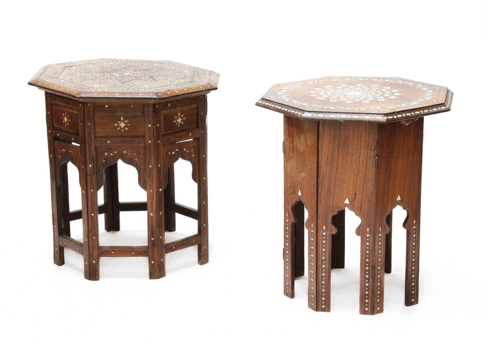Two small Indian folding octagonal tables, - Image 5 of 5