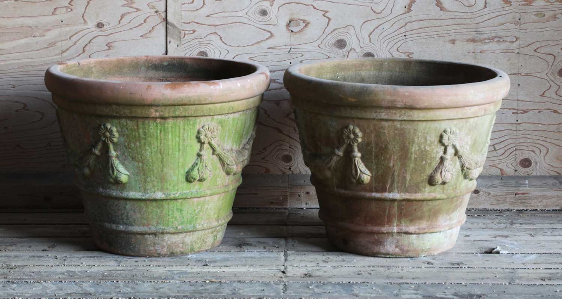 A pair of large Italian Terrace terracotta garden urns, - Image 2 of 4