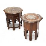 Two small Indian folding octagonal tables,