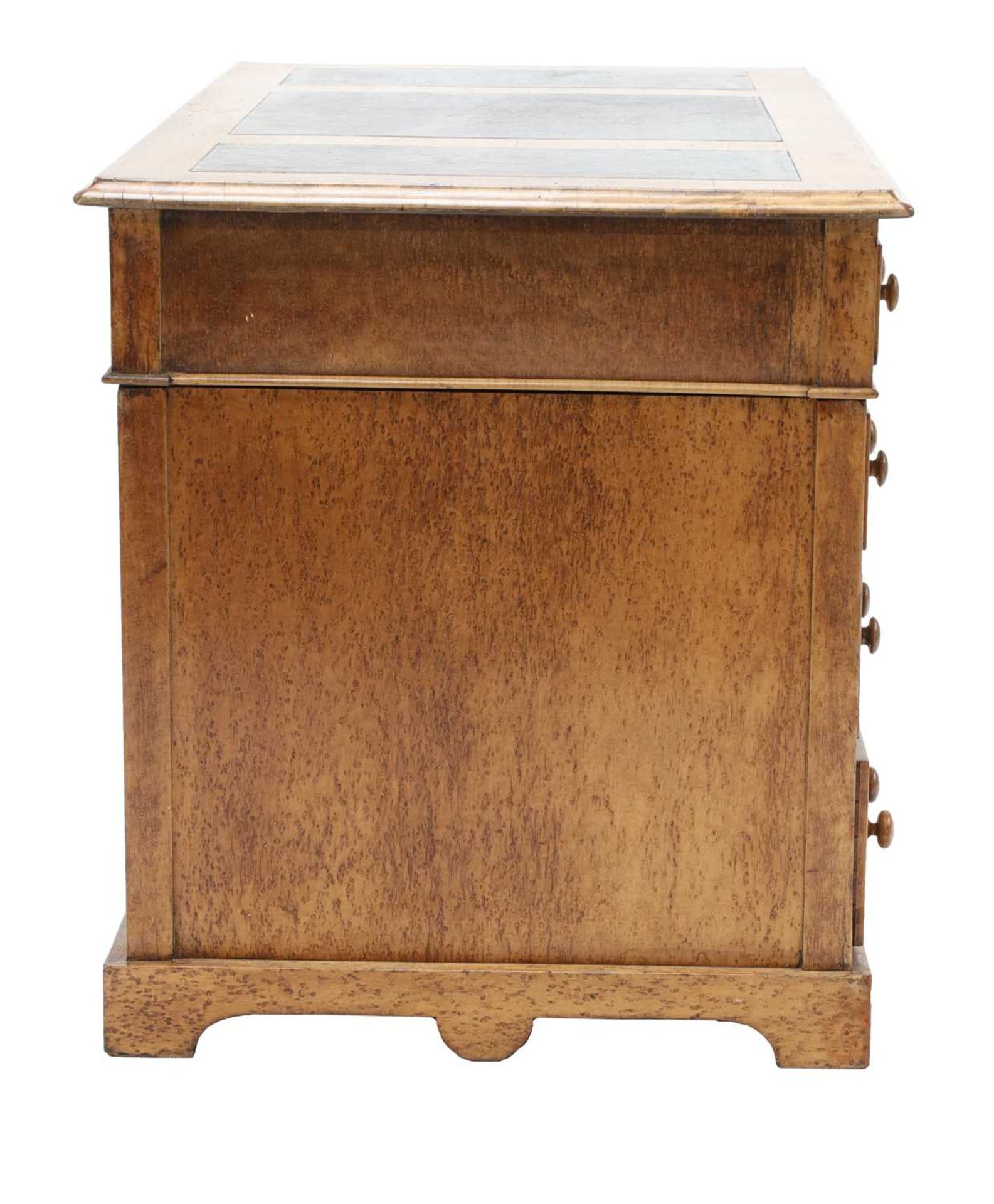 A Victorian burr maple twin pedestal desk, - Image 2 of 4