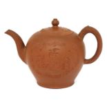 A Staffordshire redware globular teapot and cover,