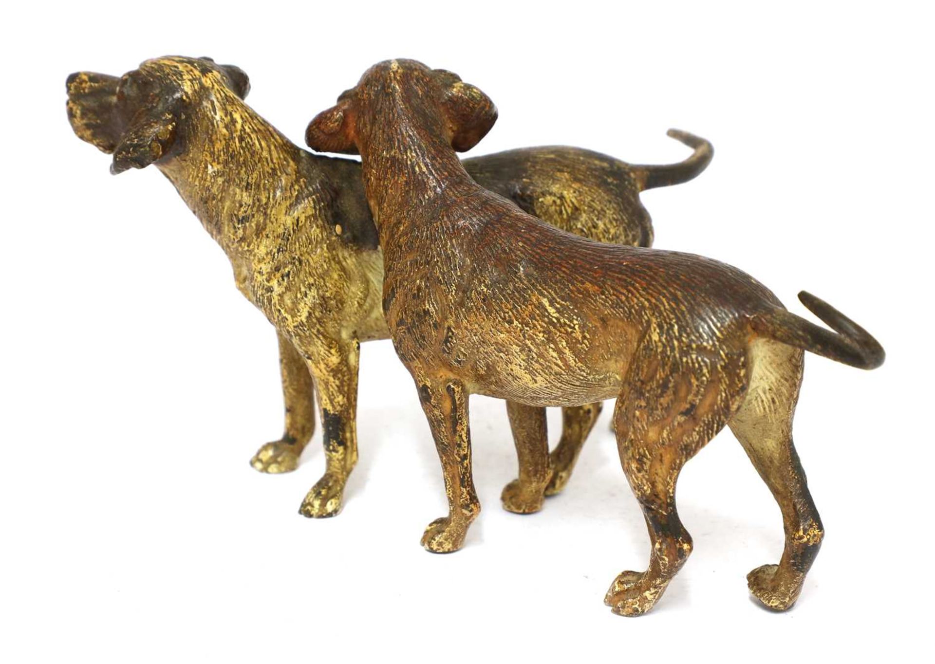 A Vienna cold-painted bronze group of two foxhounds, - Image 2 of 3