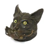 A cold-painted bronze novelty inkwell,