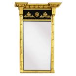 A Regency-style giltwood and ebonised pier mirror,