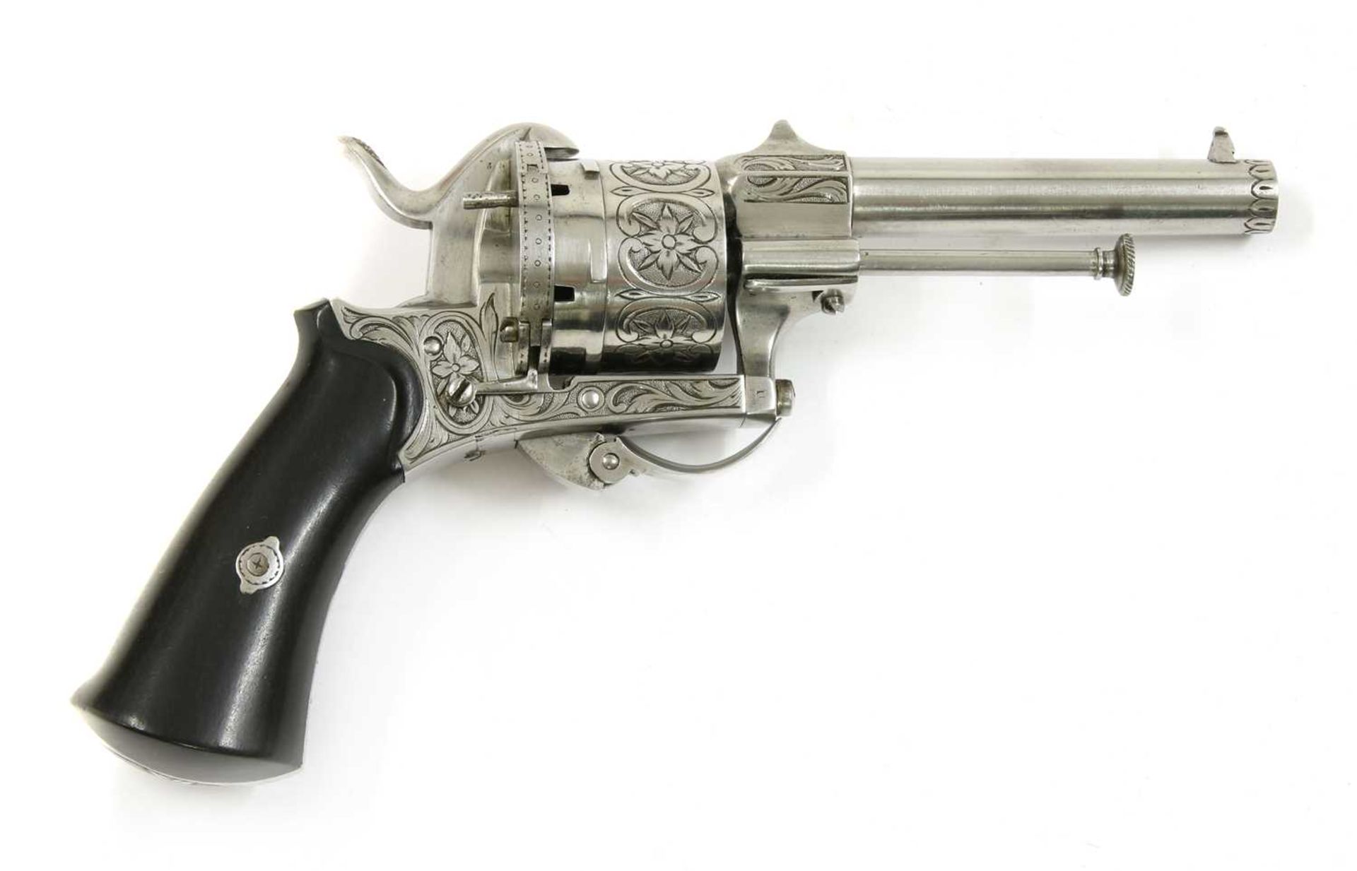 A cased six-shot pin-fire Belgian revolver, - Image 2 of 7