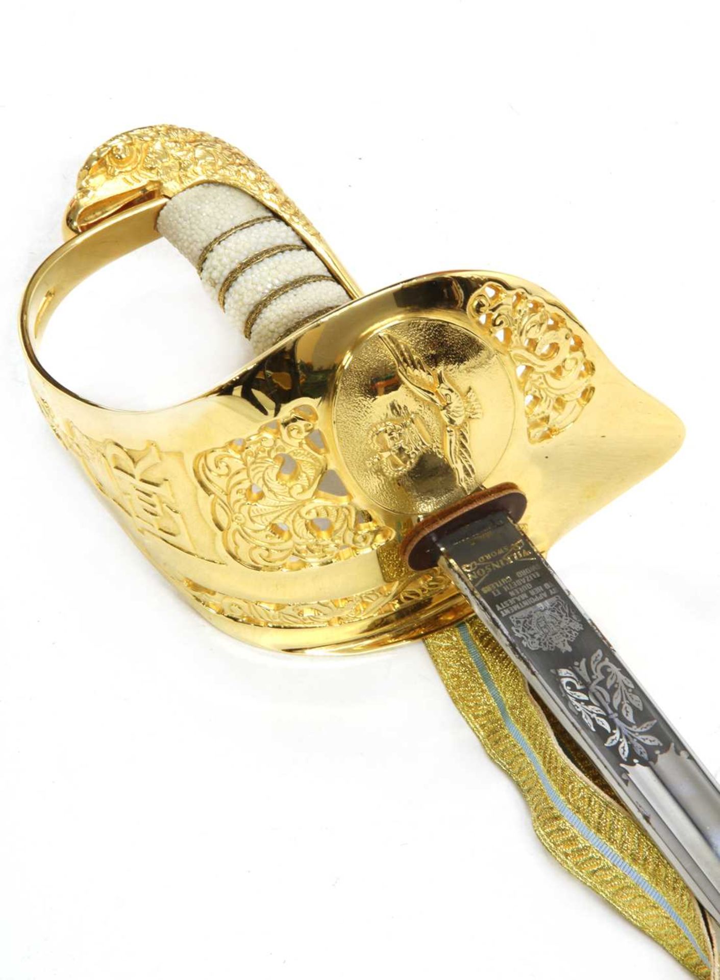 An Elizabeth II RAF dress sword, scabbard and ribbon, - Image 3 of 6