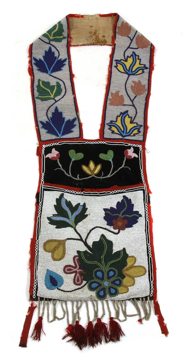 A Native American Great Lakes beadwork bandolier or bag,