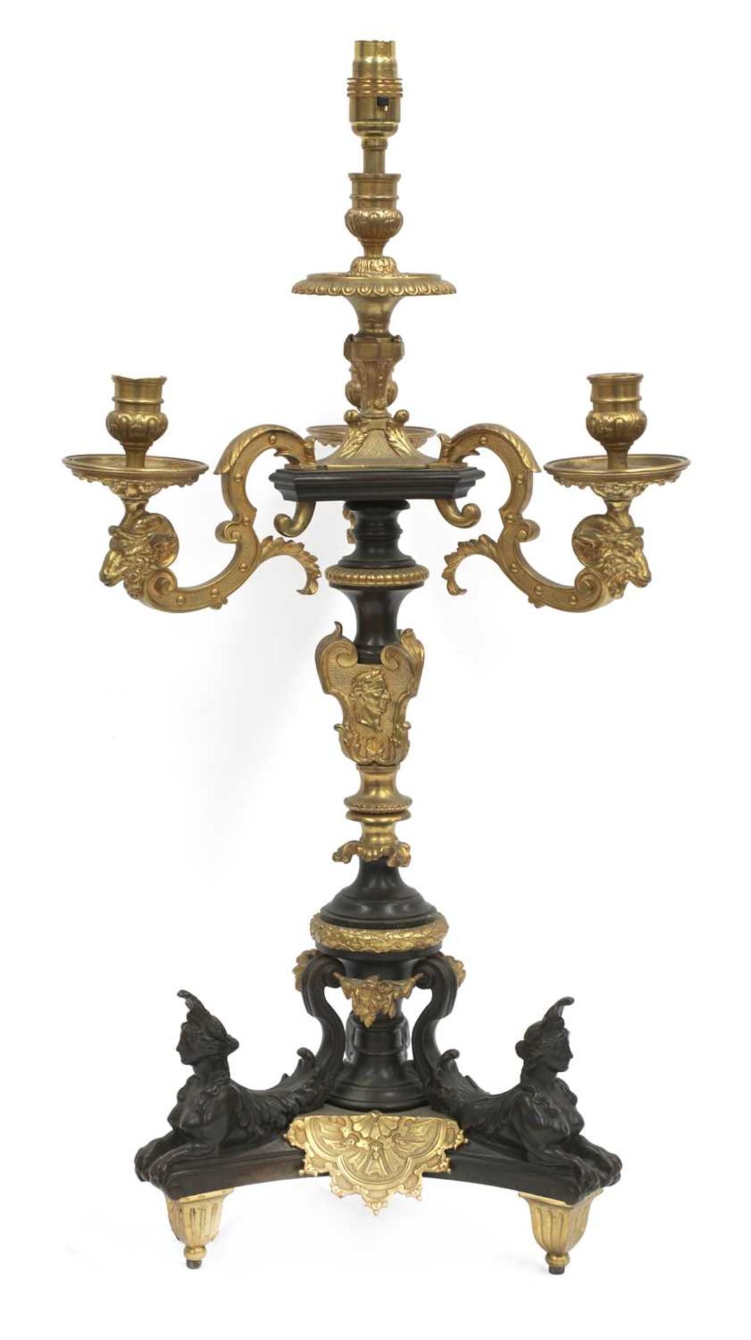 A French gilt and patinated bronze table lamp, - Image 2 of 4