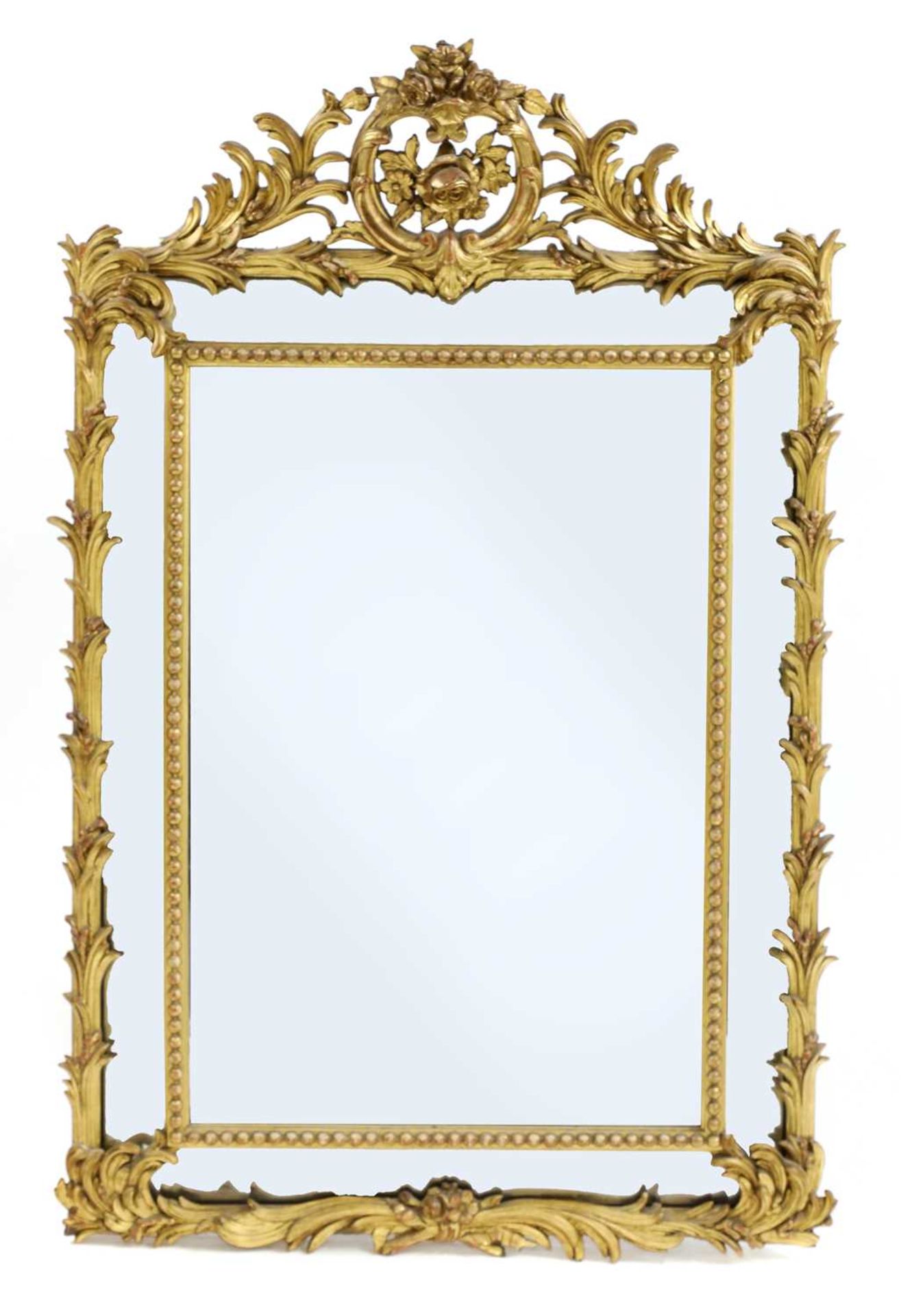 A French carved giltwood and composition wall mirror,