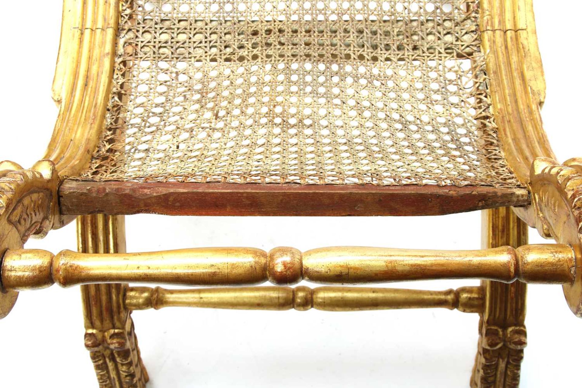A pair of giltwood 'X' framed stools, - Image 2 of 4