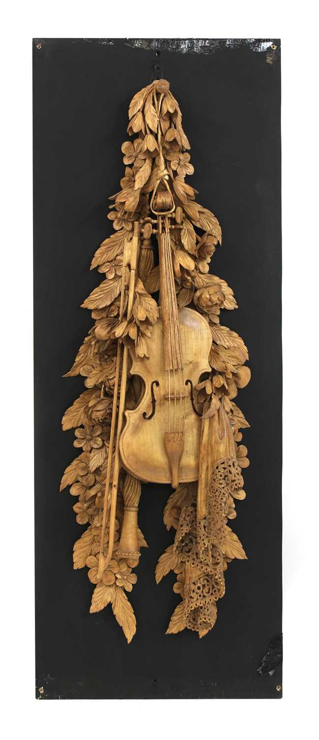 A carved wall hanging in the style of Grinling Gibbons, - Image 2 of 4