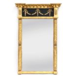 A Regency giltwood and ebonised pier mirror,