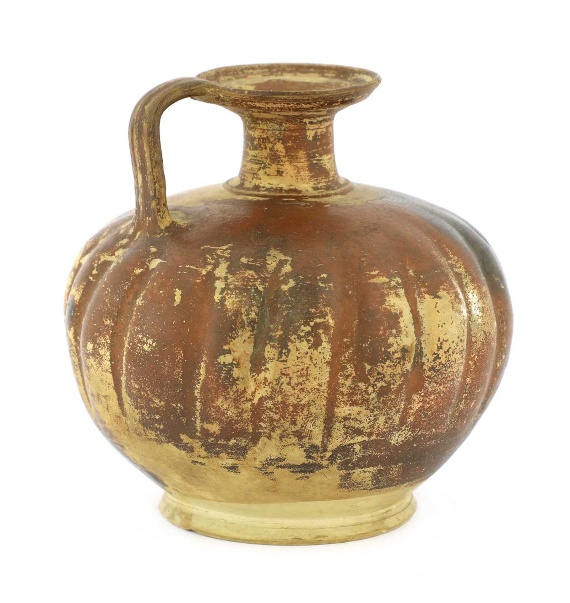 A black glazed terracotta flask,