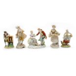 A collection of eleven Sitzendorf porcelain figures,