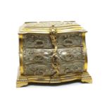 A 19th century gilt metal jewellery casket,