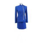 A Ralph Lauren blue military-style skirt & jacket suit