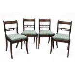 A set of four Regency mahogany bar back single chairs