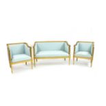 A Louis XVI style three-piece parlour suite