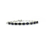 A white gold sapphire and diamond bracelet,