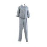 A Nicole Farhi grey linen single breasted trouser suit,