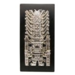 A Pre-Colombian style white metal plaque,