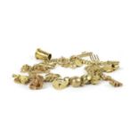 A gold charm bracelet,