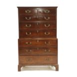 A George III Chippendale design mahogany chest on chest,