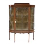 An Edwardian strung mahogany display cabinet